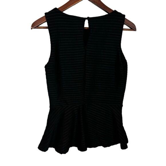 Bisou Bisou Michele Bohbot Black Textured Sleveless Peplum Tank Top Womens Small - Picture 3 of 5